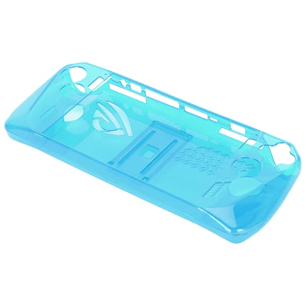 Game Console Transparent Case Shockproof Non-Slip TPU Protective Cover with Stand for ASUS ROG Ally Handheld 2023 Transparent Blue