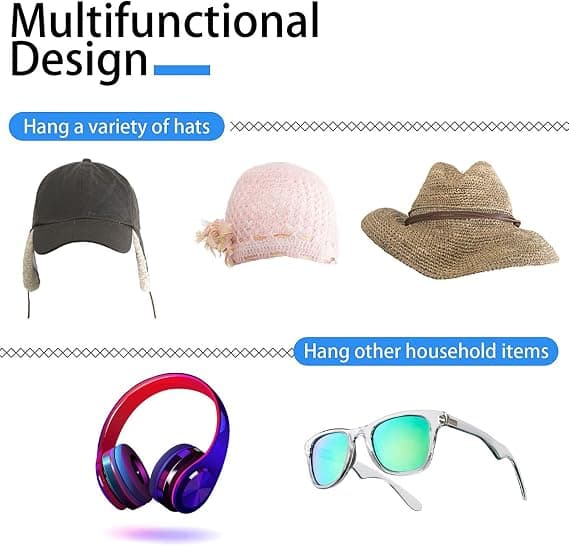 Self-adhesive Wall Mounted Hat Holder Baseball Cap Hanger Hat Hooks Multi
