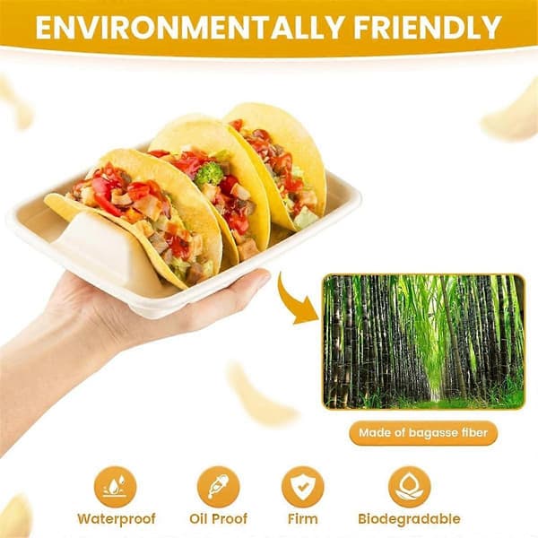 25 stk. Engangs Tacoholdere, Tacobakke, Tacostativ til 3 Tacos