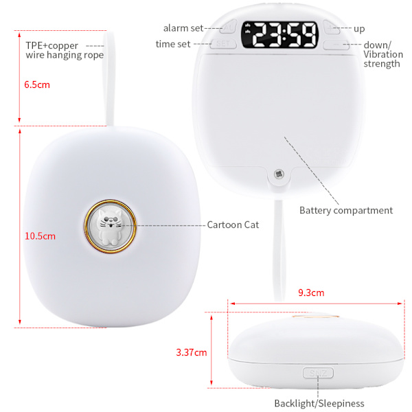 Vibrating Alarm Clock with Snooze Function White