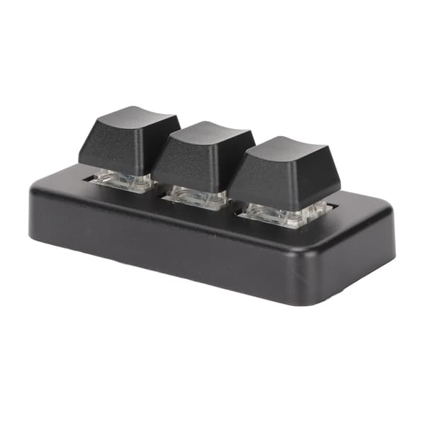 RGB-baggrundsbelyst Mini mekanisk programmerbart tastatur med 3 taster til computer (sort)