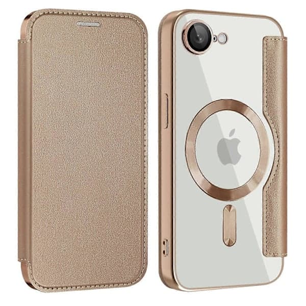 Compatible with iPhone 16e Case Compatible with MagSafe RFID Blocking Leather Phone Case - Multicolored Desert Gold