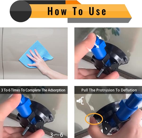 (3\") Paintless Dent Removal Tool, Hand Pump Suction Cup, 3\" Heavy Duty Dent Puller for Car Body Damage.
