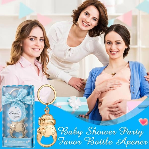 24 stk. flaskeåpnere til babyshower for gullbryllup