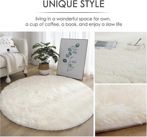 Rundt teppe, moderne raggete teppe, soveromsteppe, komfortabelt mykt sklisikkert raggete gulvteppe, fluffy teppe, rosa, 60 cm/24 tommer