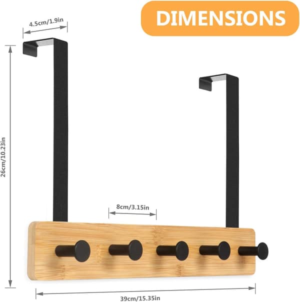 Heavy Duty Over-the-Door Hanger with Solid Construction, Multifunctional Organizer Space-Saving Stylish Functionality for Bathrooms, Closets (Natural)
