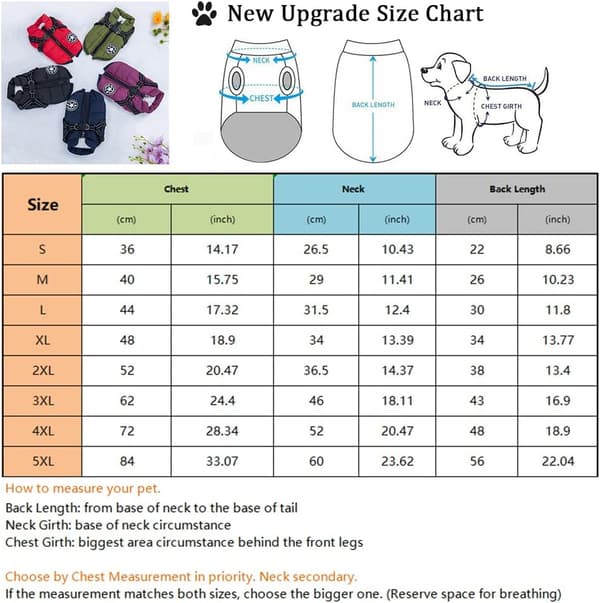 Winter Jacket with Built-in Harness, Waterproof Material for Rainy Days, Reflective Strips for Visibility in the Dark, Fluffy Dog Jacket Ensures Warmth