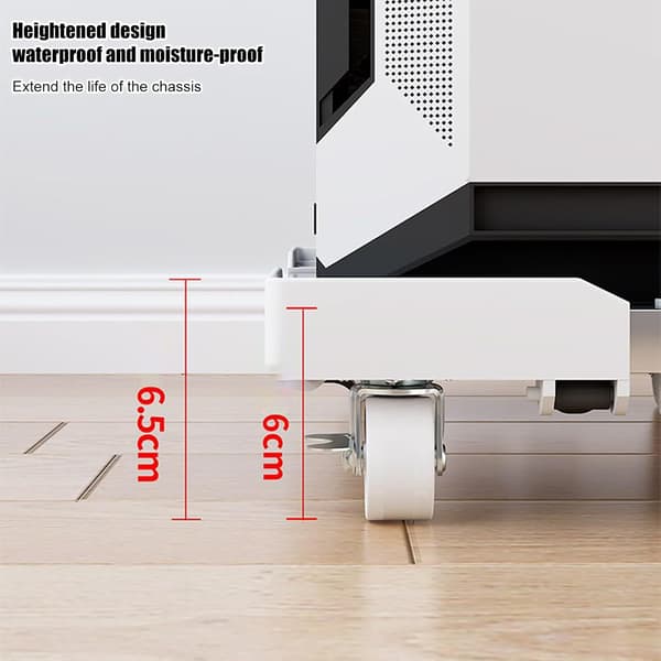 Generic Swivel Gear Flexible Floor Omnidirectional Display Assistant Rolling Computer Stand with Wheel Design[DB] White/Dark Grey Heather