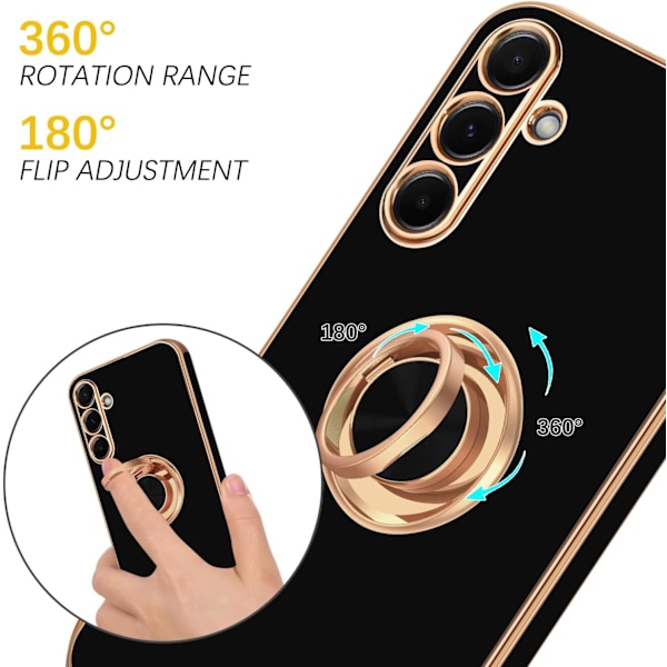 Case for Samsung Galaxy S24 with 360° Rotating Ring Stand - Black