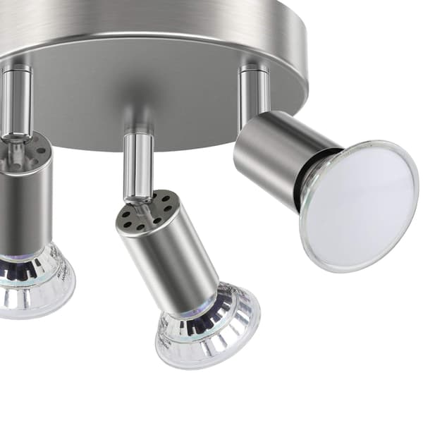 LED Ceiling Light Rotatable, 3-Way Round Plate LED Ceiling Spotlight, including 3x4W GU10 LED Bulbs, Cool White, for Kitchen, Living Room 3 Lights 3 heads