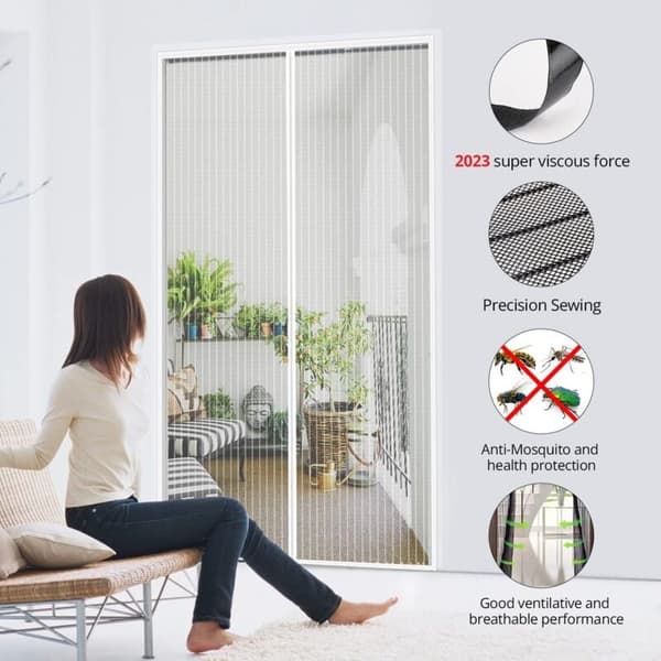 Tilpasset magnetisk myggnetting dørgardin hvit 80x220 cm