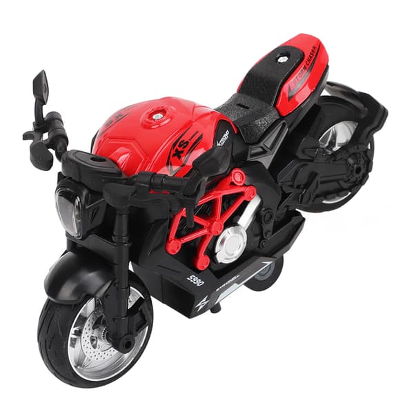 Alloy Motorcycle Model, High Simulation, Cool Sound, Light, Pull-Back Motorcycle Toy for Kids, Red