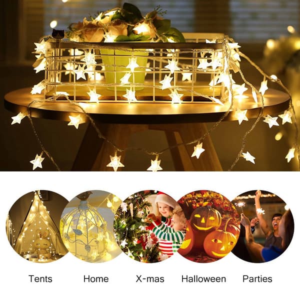 Battery Powered LED String Lights Ejoyous 6m 19ft 40 Star-shaped LED Lights Fairy Decorative Li