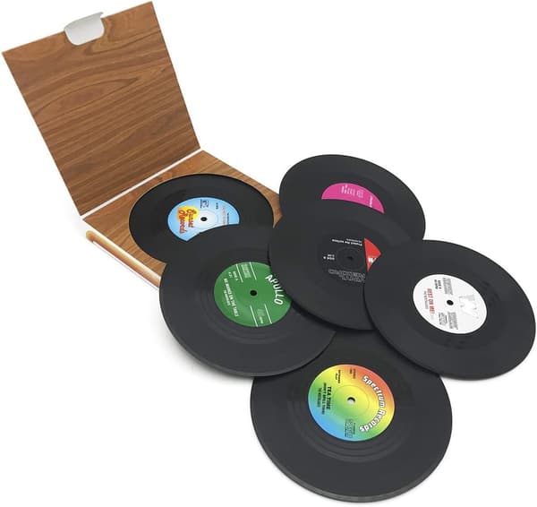 6 stk Retro CD-plate Vinyl Coasters Koppmatte for Kaffe Drikke Servise Sklisikre Coasters, ingen eske