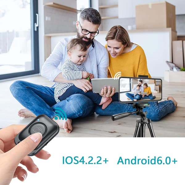 Remote Control for Phone, Wireless Camera Selfie Button Shutter Clicker Durable Portable Style, for Smartphones, Tablets, Hands-Free Photography