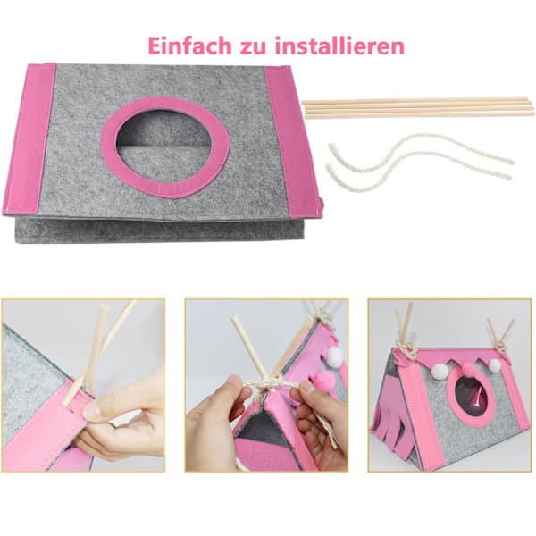 Triangular Small Animal Hideout, Wood Support, Felt Material, Provides a Private Retreat for Guinea Pigs and Ferrets