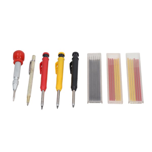 Carpenter Pencil Set Carbide Scriber Pen Refills Center Punch Sharpener Woodworking Tools