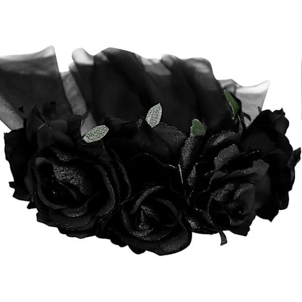 Blomsterhodebånd med svart blonde-slør Halloween Rose Hodeplagg for Jenter Kvinner Damer Blomsterhodeplagg Gotisk Hårbånd Hodebånd Maskerade