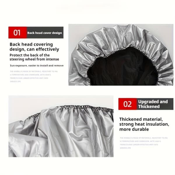 Solbeskyttelse til bilratdæksel 190T Polyester Ratbeskyttelse mod solvarmeisolering 42cm Universal [DB] Silvery