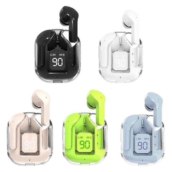 Trådløst Bluetooth-headset, Transparent ENC støyreduksjon, Klar lyd, Ergonomisk passform, LED-strømdisplay, Høyfidelity-lyd, Kompakt og bærbart