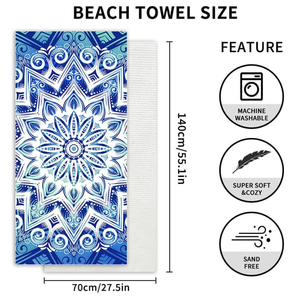 Microfiber Lätt Strandhandduk Sandfri Snabbtorkande Superabsorberande Kompakt Extra Stor Handduk