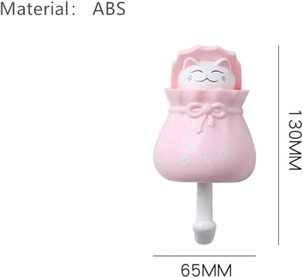(Lucky Cat) självhäftande väggkrokar – metall, slitstark, vit – för sovrum, vardagsrum – 2 st