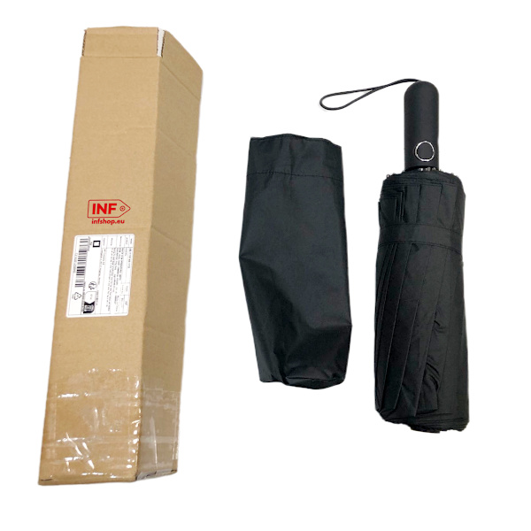 Fully Automatic Umbrella with 48 Ribs: Stormproof and Wind-Resistant Construction for Double Protection Black
