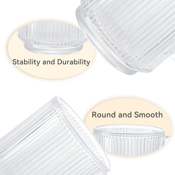 [6-pack, 350 ml] - Glass Coffee Mugs with Handle, Classic Vertical Stripes Tea Cup, Transparent Tea Glasses for Hot/Cold Beverages.