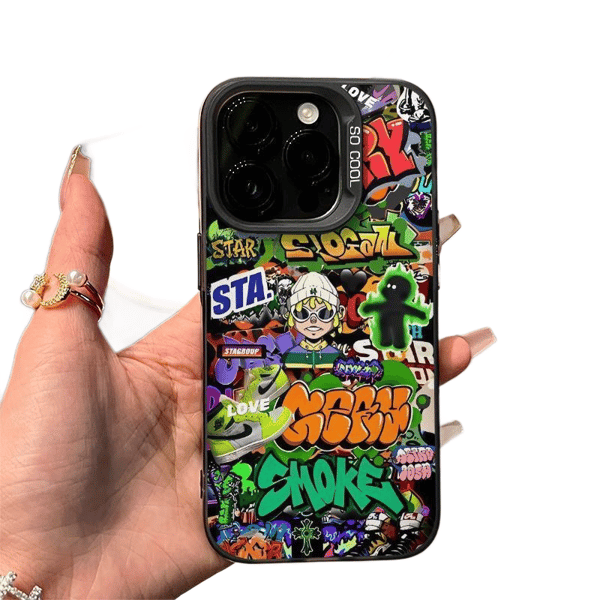 American Hip-Hop Style Case for iPhone 15, Phone Oxide Layer Protective Case, Silicone Phone Protective Case