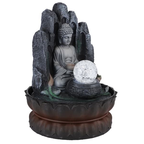Buddha Resin Desktop Fountain Decor with LED Light EU Plug 220V