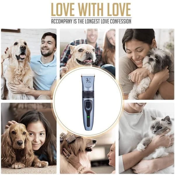 IPX7 Professional Cordless Dog Clipper, Detachable, Ceramic Blades, LCD Display, Fast Charging Shaver