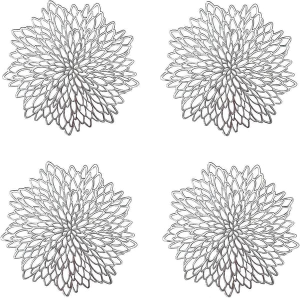 2025 Suitable 4-pack Silver Placemats, Cut-out Round Placemats, Round Plastic Placemats