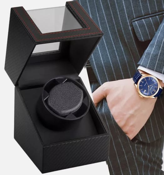 Single Watch Winder with Japanese Motor, Super Quiet Motor Technology for Automatic Watches, Exquisite Construction with Soft Inner Lining, AC