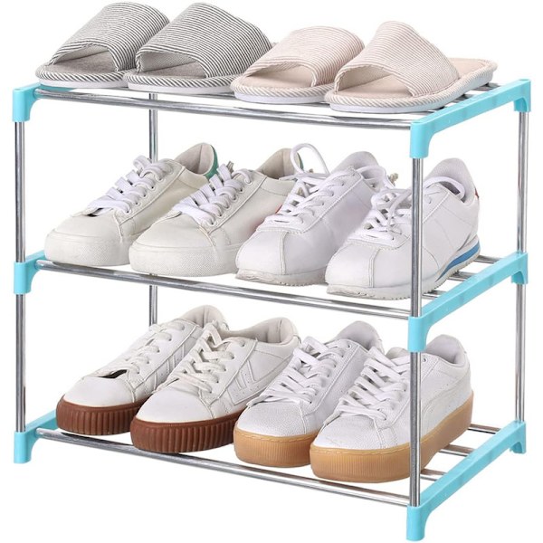 Stackable Multi-Tier Shoe Rack - Space-Saving and Multifunctional Storage for Shoes, Bags, and Other Items Blue