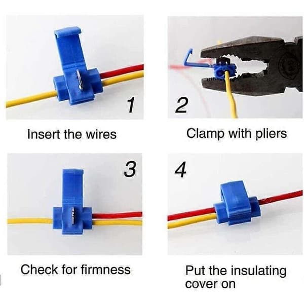 50 Pieces Quick Electrical Connectors. Fast Self-Stripping Branch Connectors. Scotch Lock Connectors (25 Red, 25 Blue)