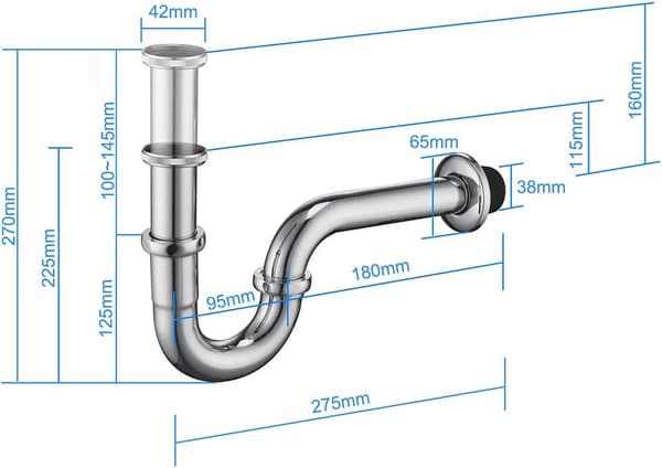 Universal afløbsrør, 1-1/4\"x32mm rørfælde, lugtsikkert rustfrit stål krom afløbsrør til køkkenvask, justerbar højde