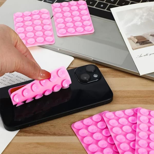 Sugproppar för mobiltelefon – rostfritt stål, självhäftande, dammsäker – 6-pack