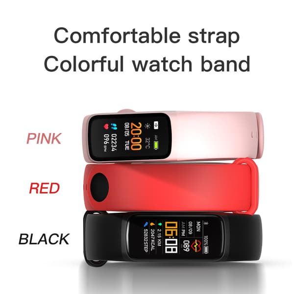 Activity bracelet with pulse, blood oxygen, pedometer Pink