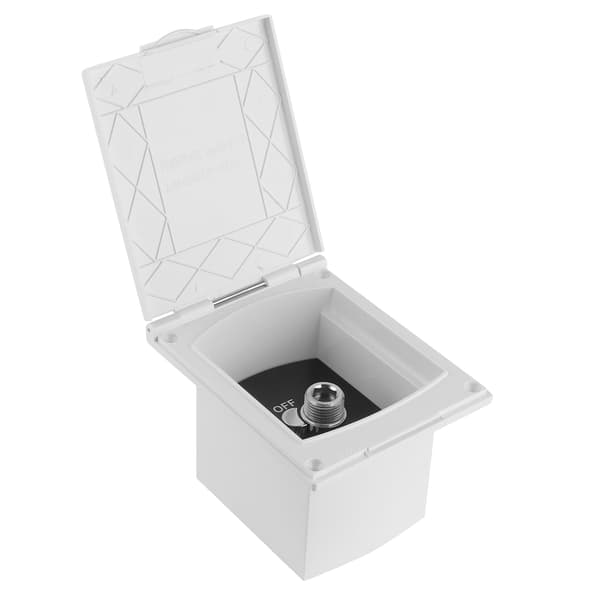 Husbil utomhusduschbox - vit, inlopps- och utloppsgränssnitt, 1/2 tum, för husvagn, husbil, båt, husbil