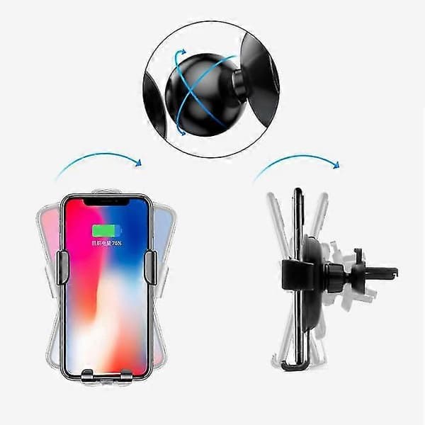 Shxx Automatic Clamping Car Phone Holder Wireless Charging-White (One Set) B919-81