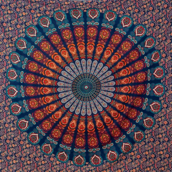 Mandala-seinävaate, suuri rantapyyhe, huivi tai kuvakudos