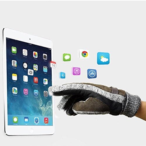 Men's Gloves, Winter Thick Suede Leather Touchscreen Gloves