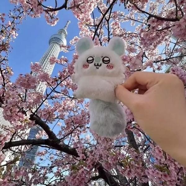 16 cm Chiikawa Flying Mouse Plush Bookbag Pendant Keychain White
