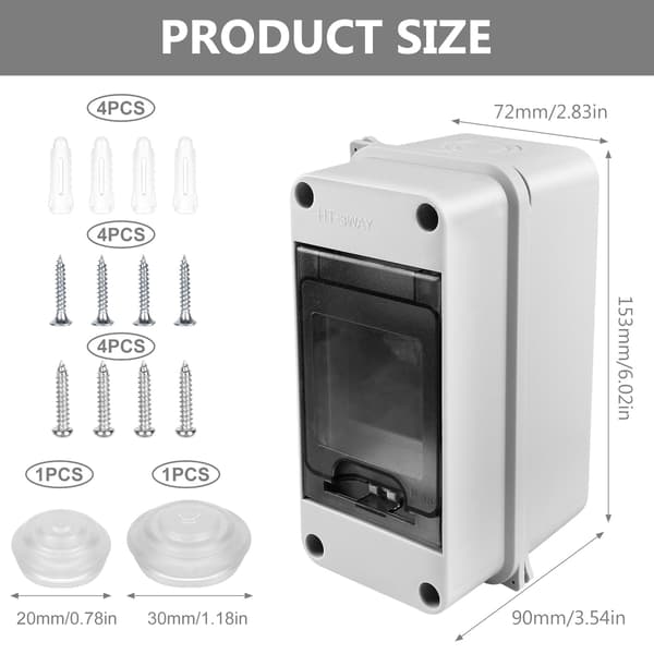 Outdoor Waterproof Junction Box: IP65 1-Row Distribution Box Waterproof Junction Box 3-Way Wall Switch Box.