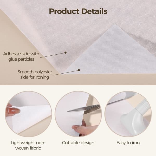 Non-woven fusible interlining, 50 cm * 10 m lightweight clothing interlining, white single-sided fabric sewing interlining, DIY production