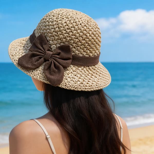 Sammenfoldelig stråsolhat til kvinder, sommer, rejse, strand, solhatte, stråhat, bred skygge, stilfuld fiskerhat