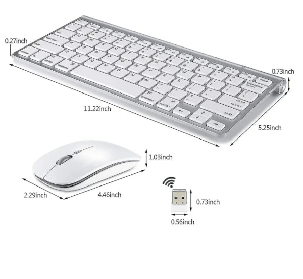 Langaton näppäimistö ja hiiri Apple iMacille, Windowsille tai Androidille (2,4 GHz langaton)