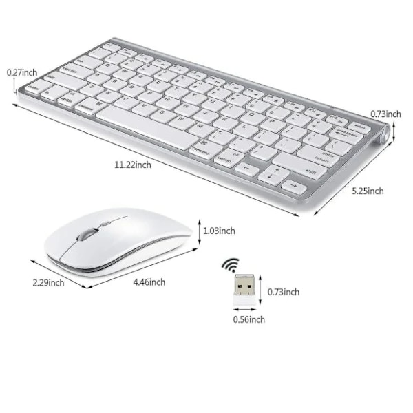 Wireless Keyboard and Mouse for Apple iMac, Windows or Android (2.4 GHz Wireless)