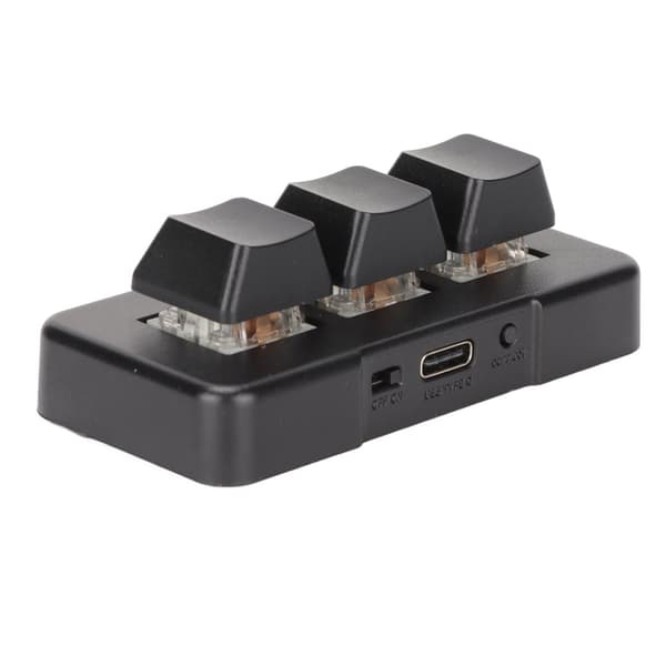 RGB-bakgrunnsbelyst Mini Mekanisk Programmerbart Tastatur med 3 Taster for Datamaskin (Svart)
