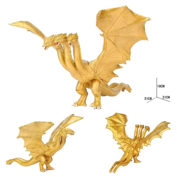 Ghidorah Guld 3-hovedet Drage Ghidorah Pvc Gylden Drage Actionfigur Samlerlegetøj